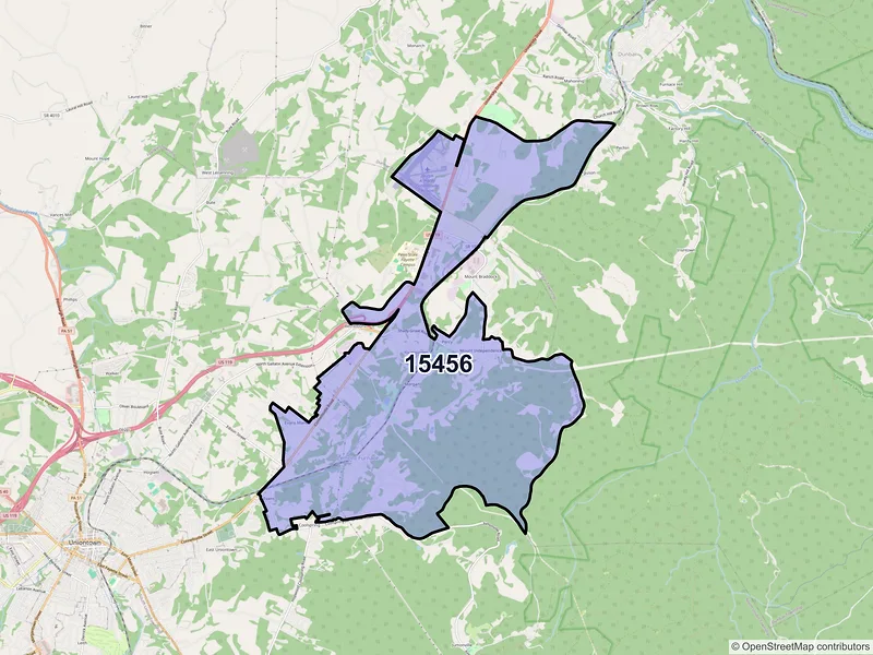 Map of Lemont Furnace, Pennsylvania and ZIP codes