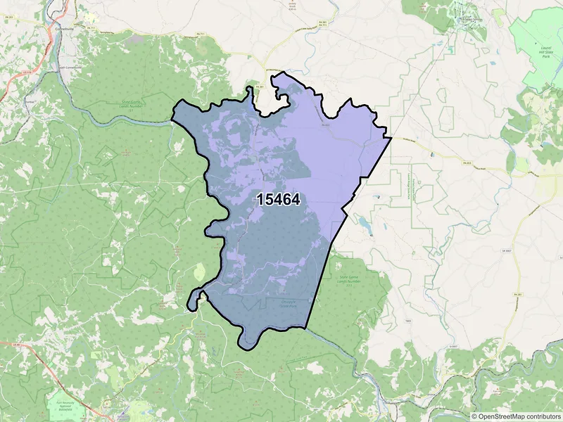 Map of ZIP Code 15464 — Mill Run, PA