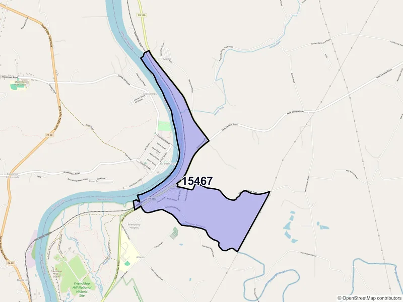 Map of New Geneva, Pennsylvania and ZIP codes