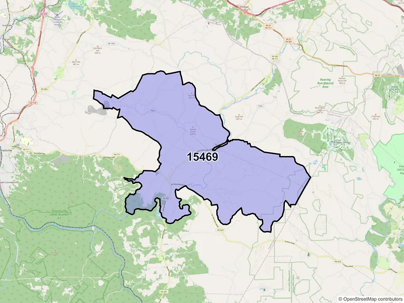 Map of Normalville, Pennsylvania and ZIP codes