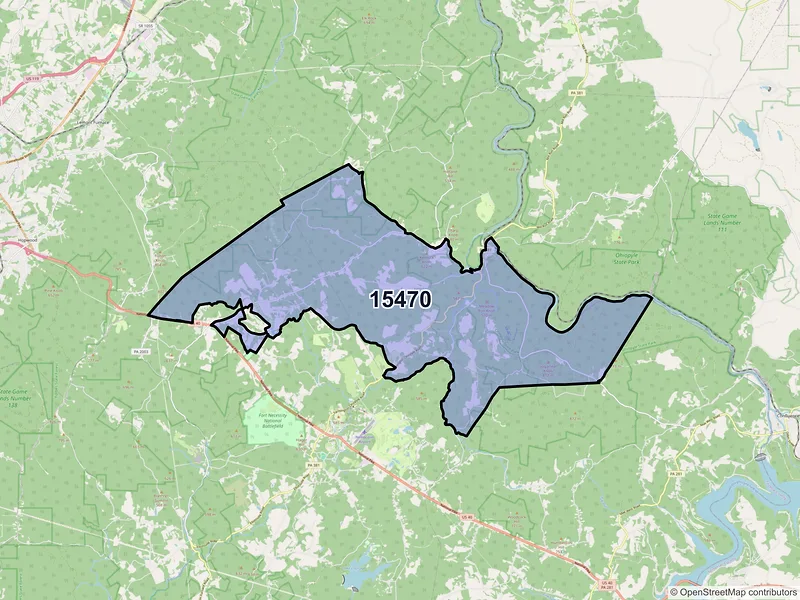 Map of Ohiopyle, Pennsylvania and ZIP codes
