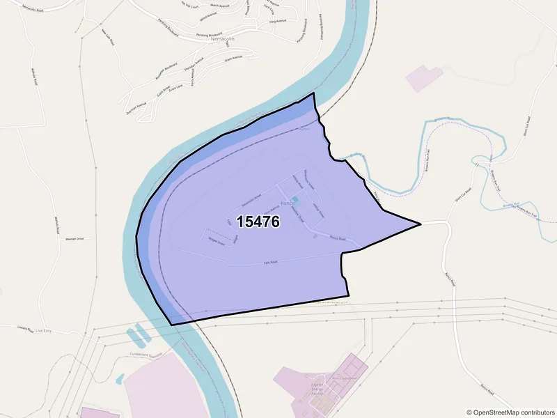 Map of Ronco, Pennsylvania and ZIP codes