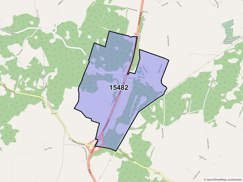 Map of Star Junction, Pennsylvania and ZIP codes