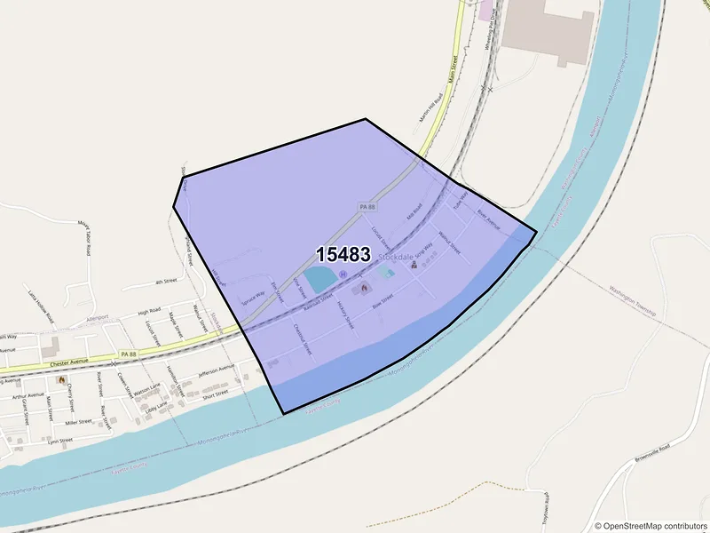 Map of Stockdale, Pennsylvania and ZIP codes