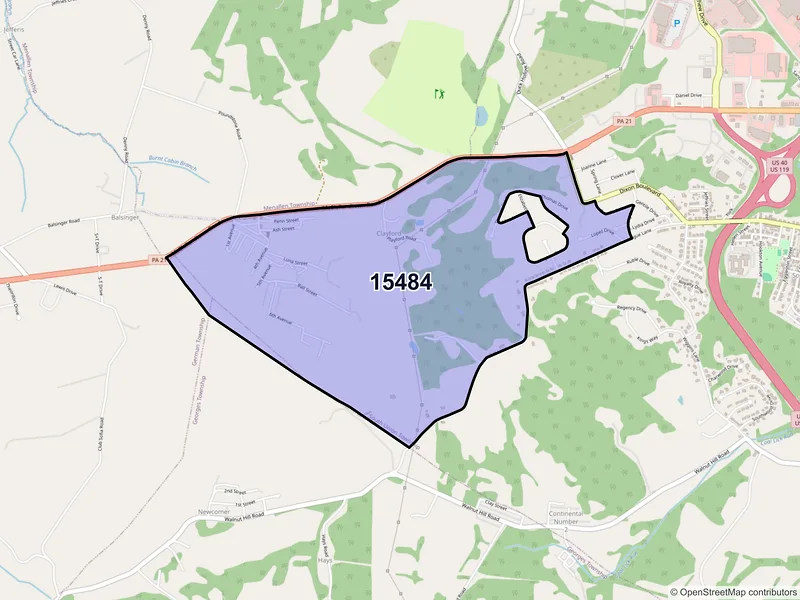 Map of Uledi, Pennsylvania and ZIP codes