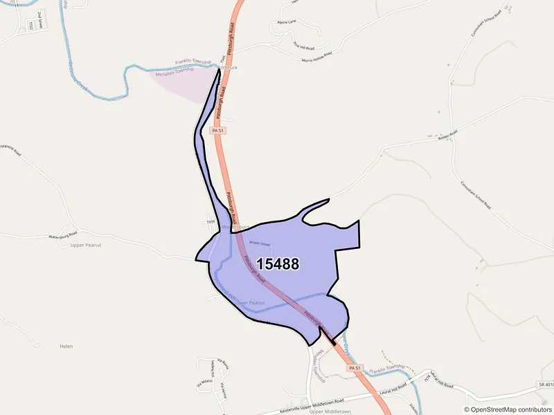 Map of ZIP Code 15488 — Waltersburg, PA