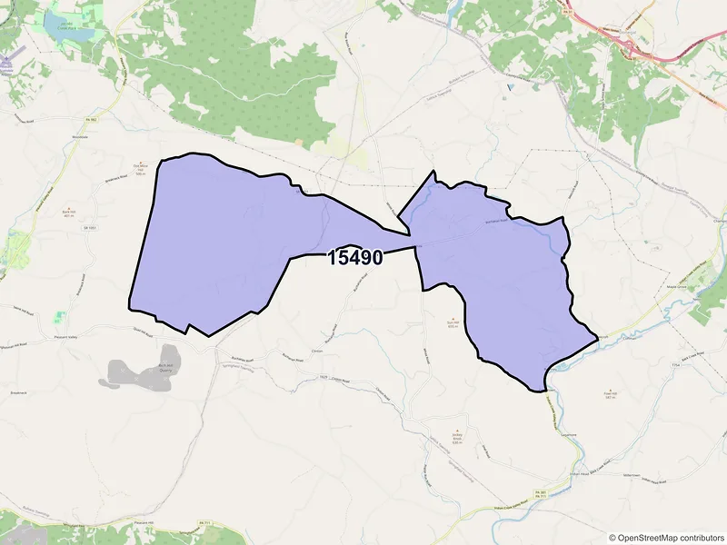 Map of ZIP Code 15490 — White, PA