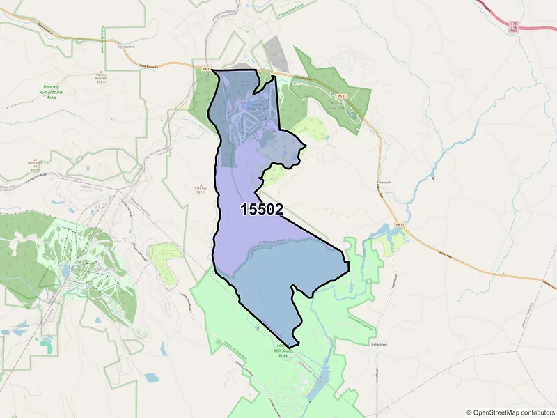 Map of Hidden Valley, Pennsylvania and ZIP codes