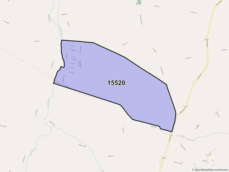 Map of Acosta, Pennsylvania and ZIP codes