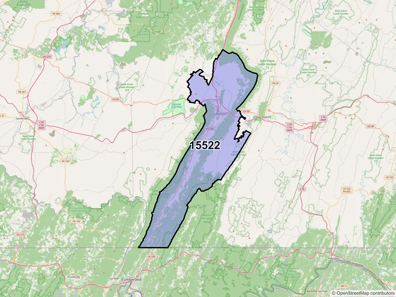 Map of ZIP Code 15522 — Bedford, PA