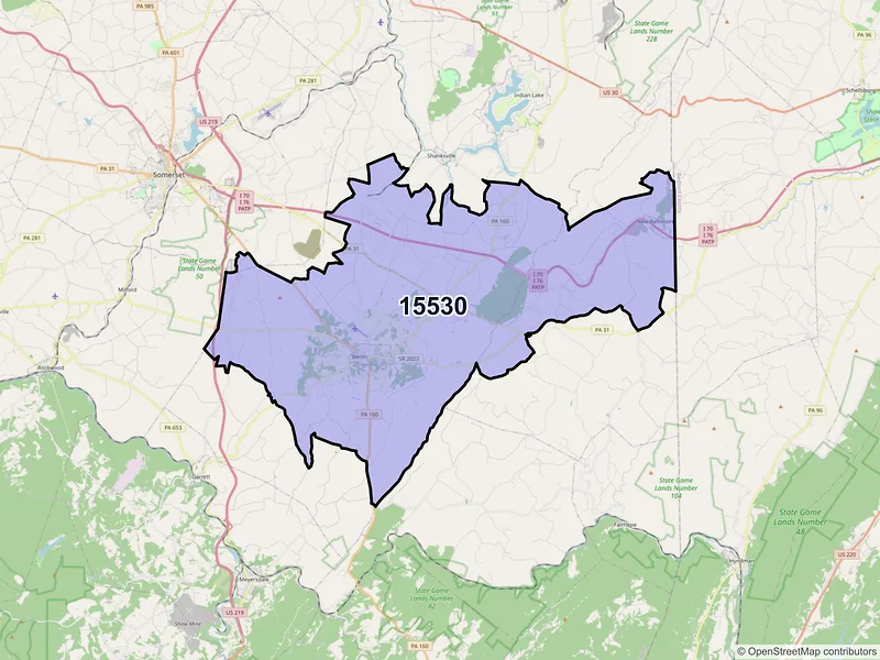 Map of ZIP Code 15530 — Berlin, PA