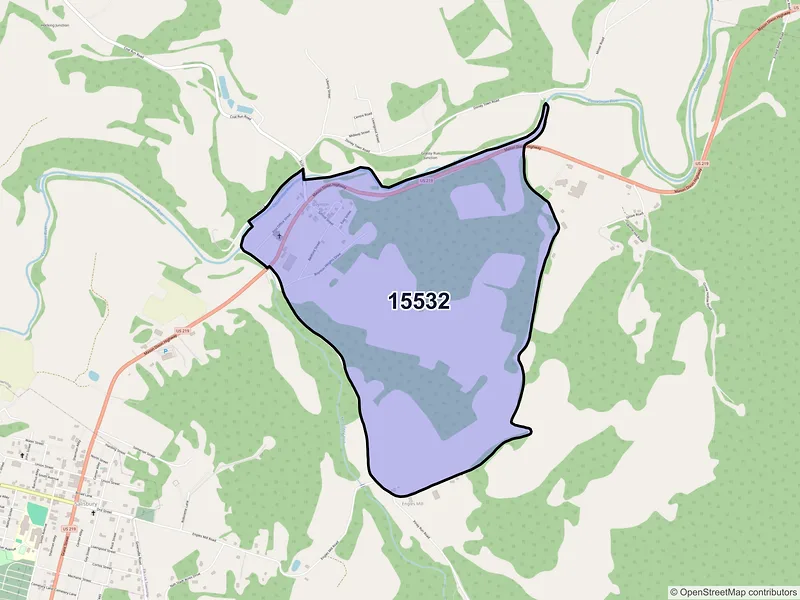 Map of Boynton, Pennsylvania and ZIP codes