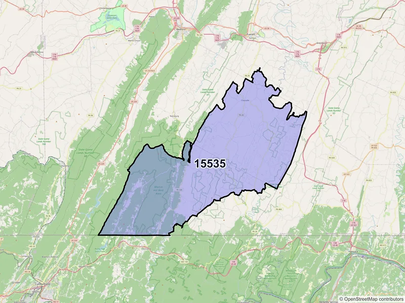 Map of ZIP Code 15535 — Clearville, PA
