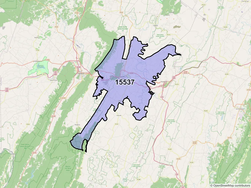 Map of ZIP Code 15537 — Everett, PA
