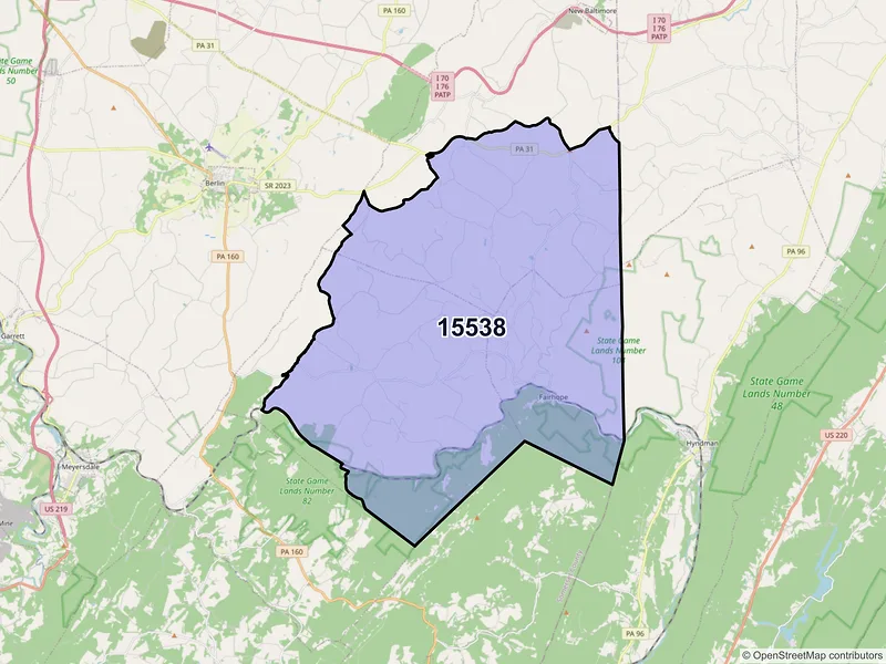 Map of ZIP Code 15538 — Fairhope, PA