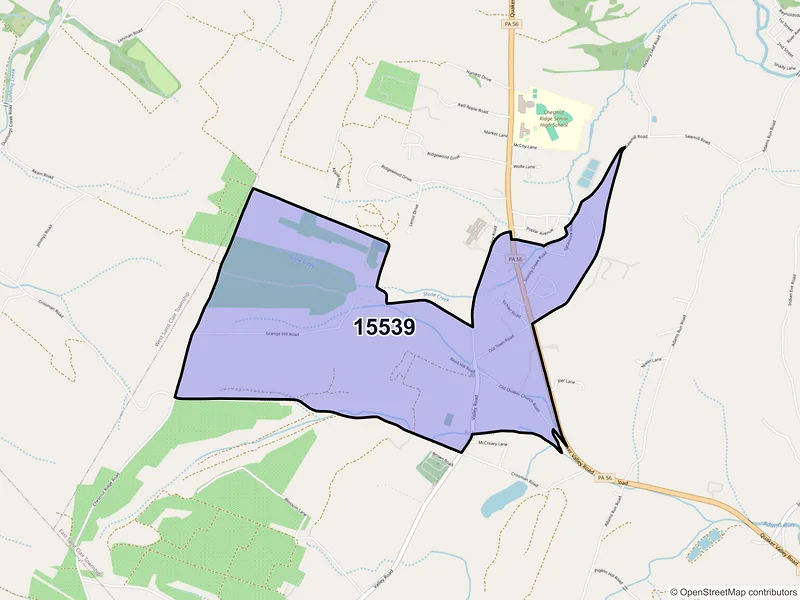 Map of ZIP Code 15539 — Fishertown, PA