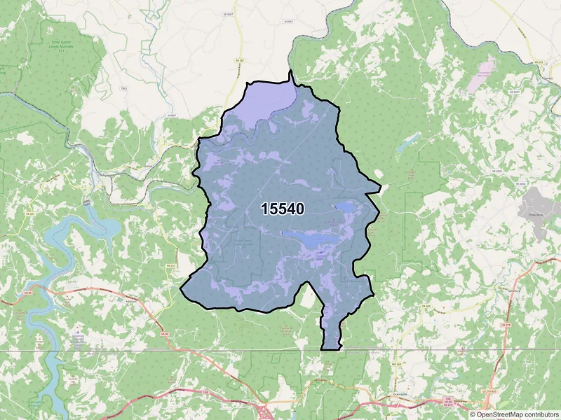Map of ZIP Code 15540 — Fort Hill, PA