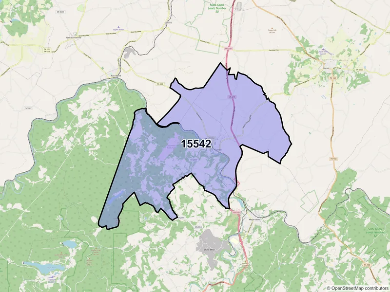 Map of ZIP Code 15542 — Garrett, PA