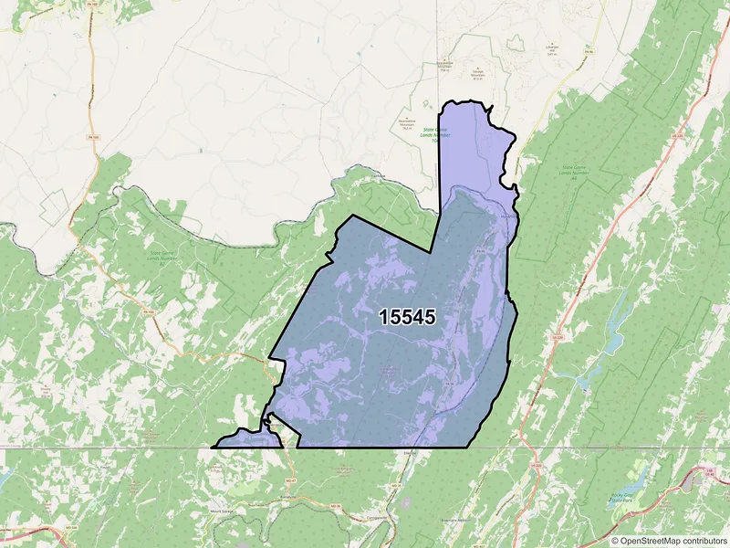 Map of ZIP Code 15545 — Hyndman, PA
