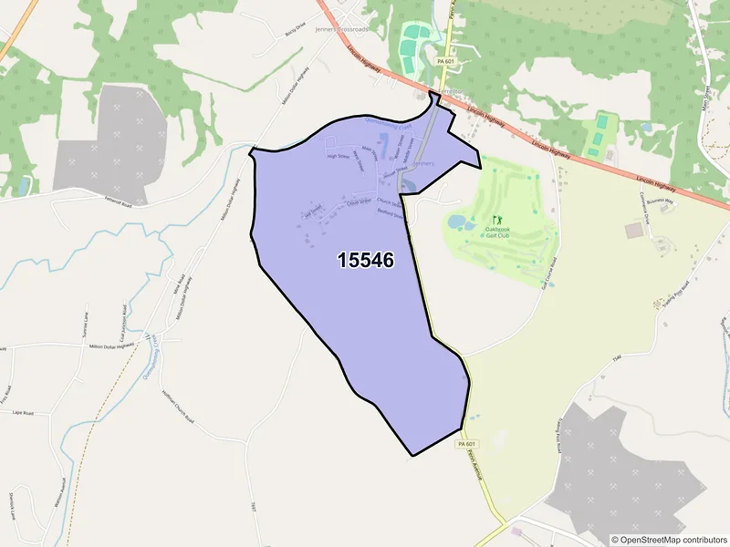 Map of Jenners, Pennsylvania and ZIP codes