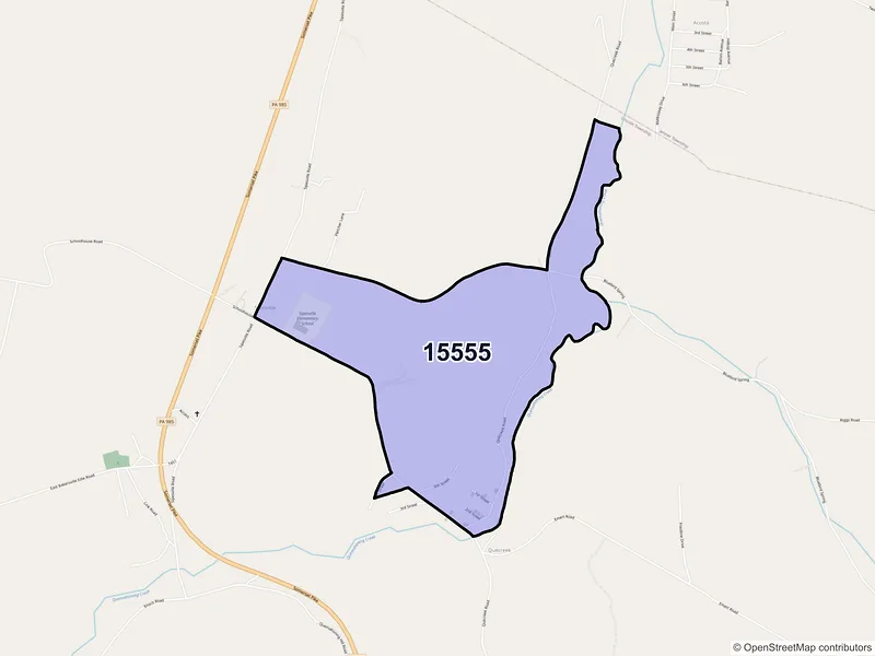 Map of Quecreek, Pennsylvania and ZIP codes