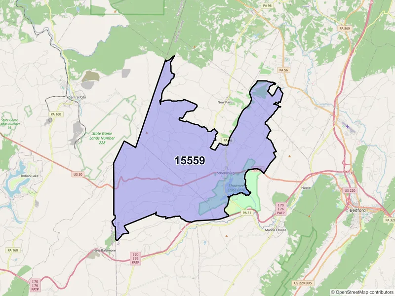 Map of ZIP Code 15559 — Schellsburg, PA