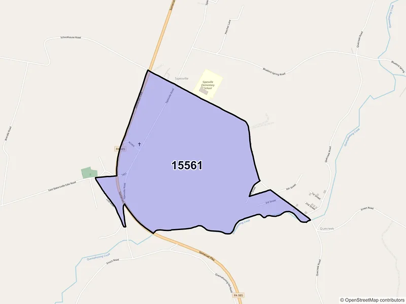 Map of Sipesville, Pennsylvania and ZIP codes