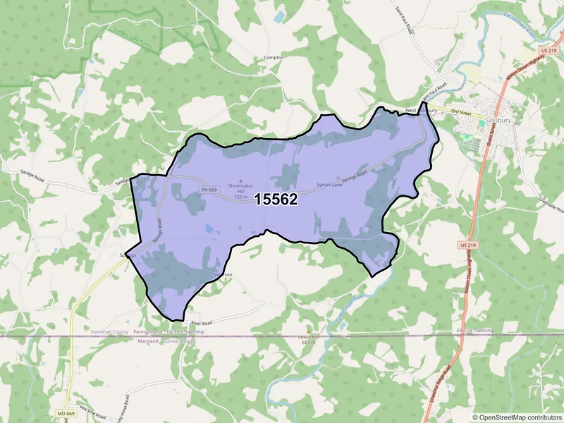 Map of Springs, Pennsylvania and ZIP codes