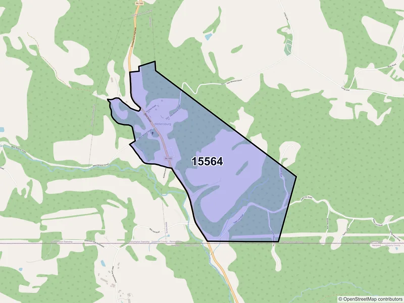 Map of Wellersburg, Pennsylvania and ZIP codes
