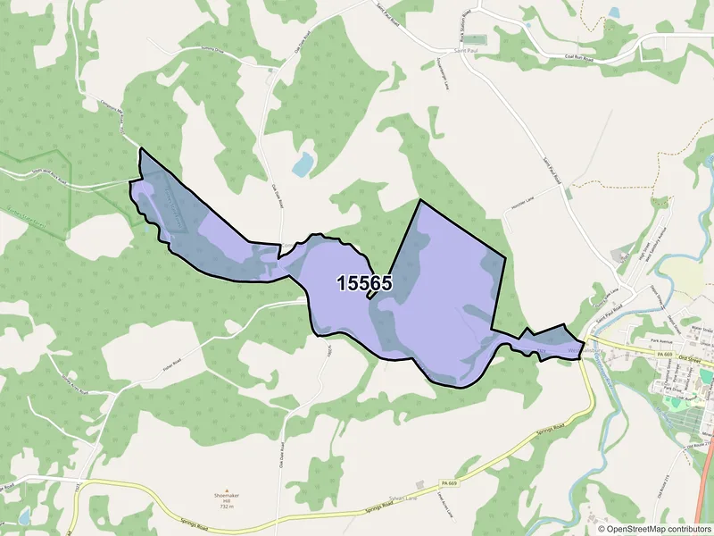 Map of ZIP Code 15565 — West Salisbury, PA