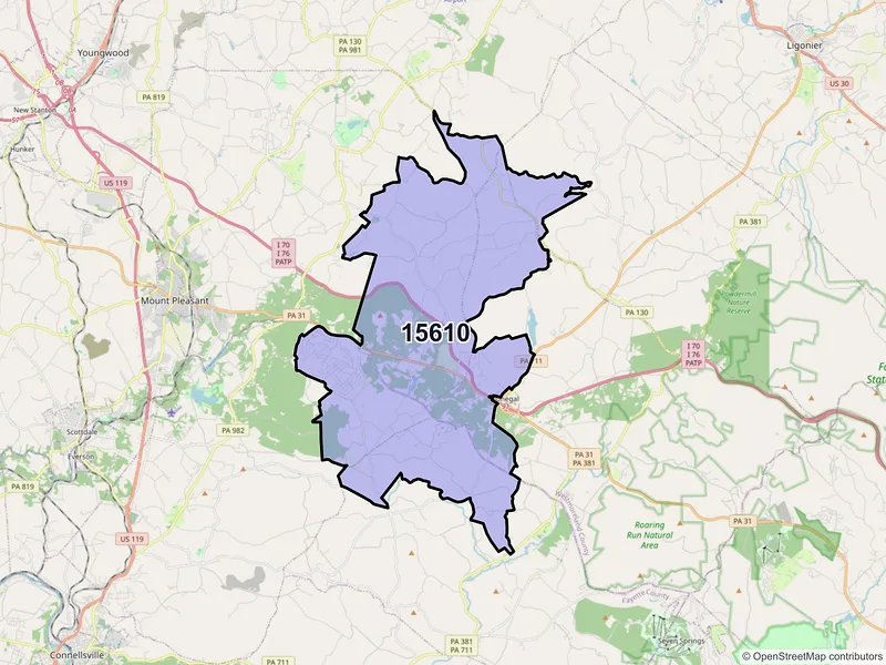 Map of Acme, Pennsylvania and ZIP codes
