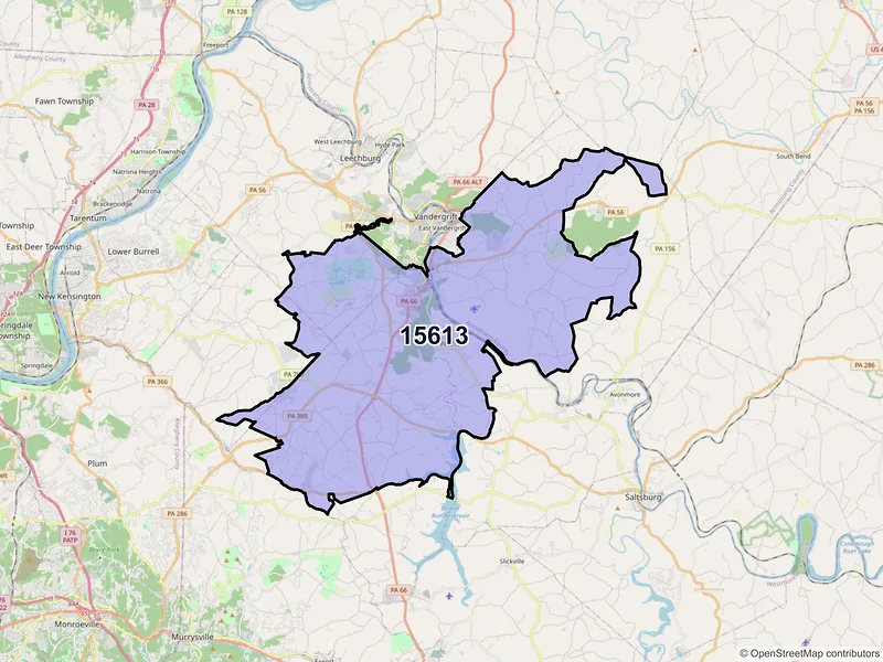 Map of ZIP Code 15613 — Apollo, PA