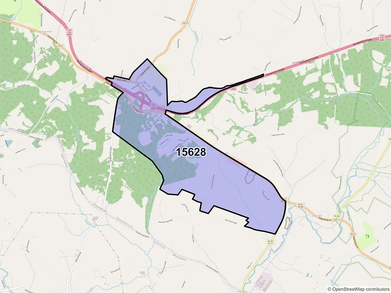 Map of ZIP Code 15628 — Donegal, PA