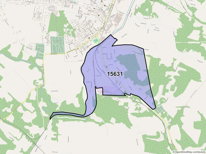 Map of Everson, Pennsylvania and ZIP codes