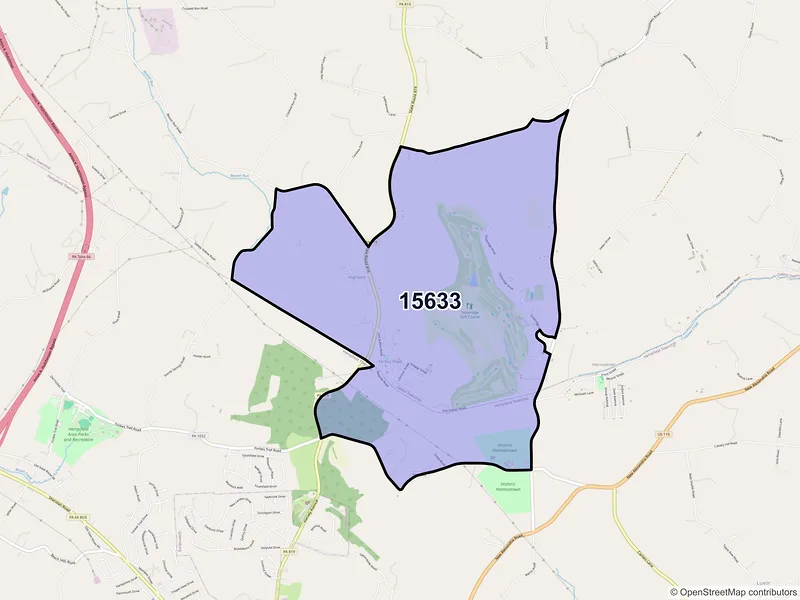 Map of Forbes Road, Pennsylvania and ZIP codes
