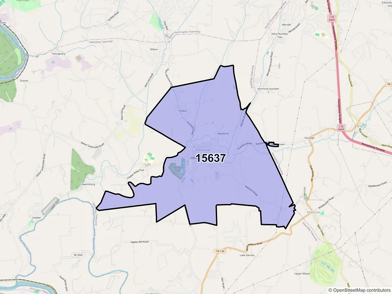 Map of ZIP Code 15637 — Herminie, PA