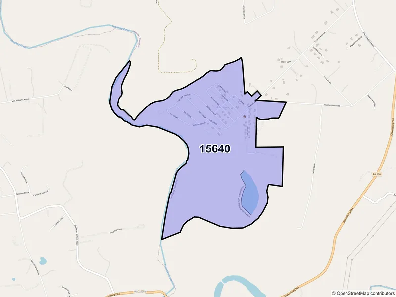 Map of Hutchinson, Pennsylvania and ZIP codes