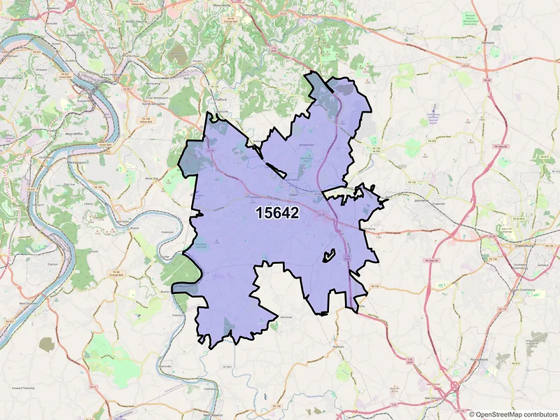 Map of ZIP Code 15642 — Irwin, PA