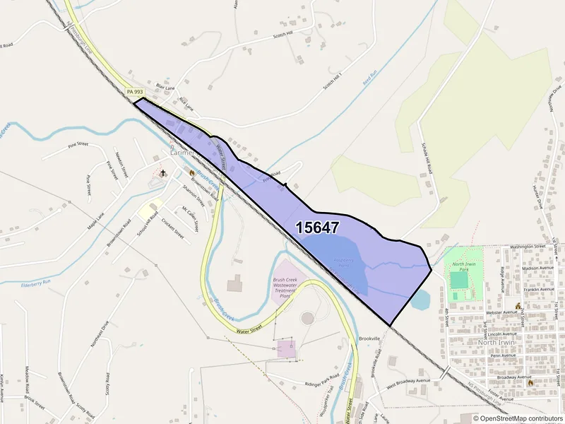 Map of ZIP Code 15647 — Larimer, PA