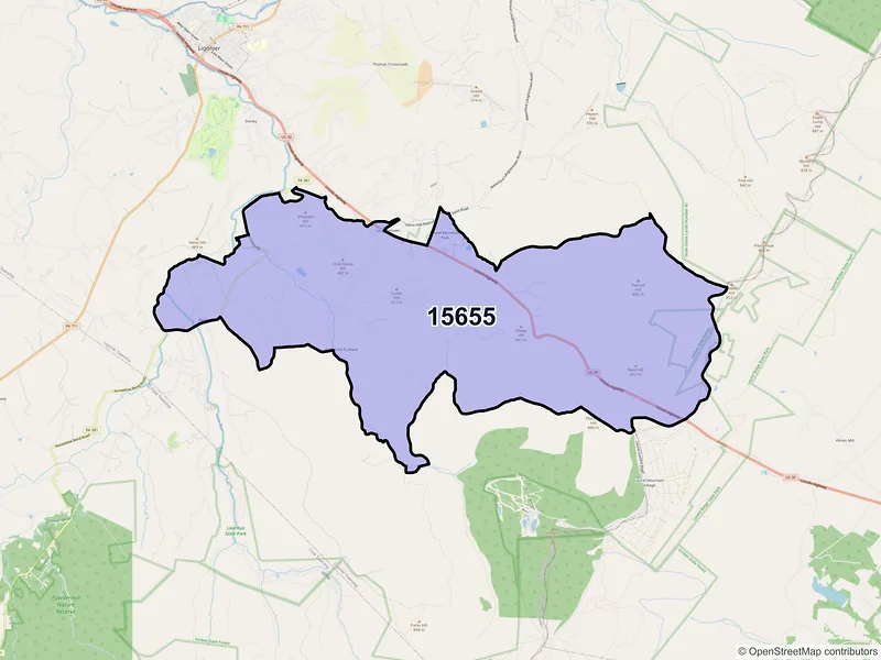 Map of ZIP Code 15655 — Laughlintown, PA