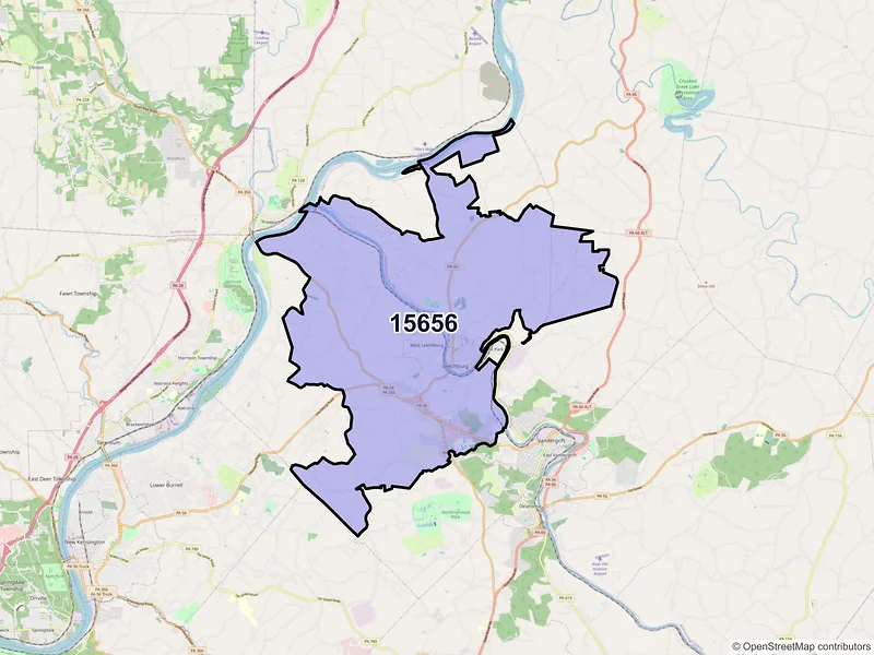 Map of ZIP Code 15656 — Leechburg, PA