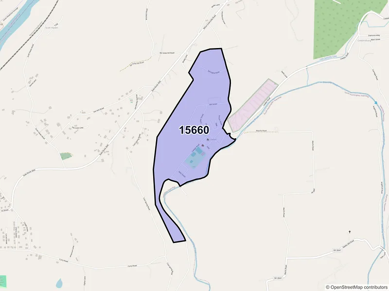 Map of Lowber, Pennsylvania and ZIP codes