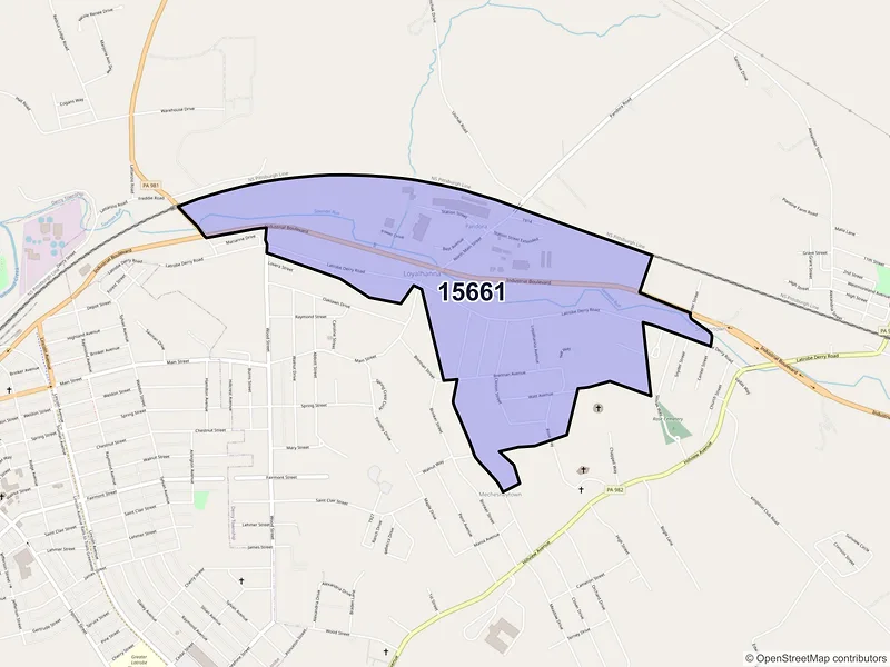 Map of ZIP Code 15661 — Loyalhanna, PA