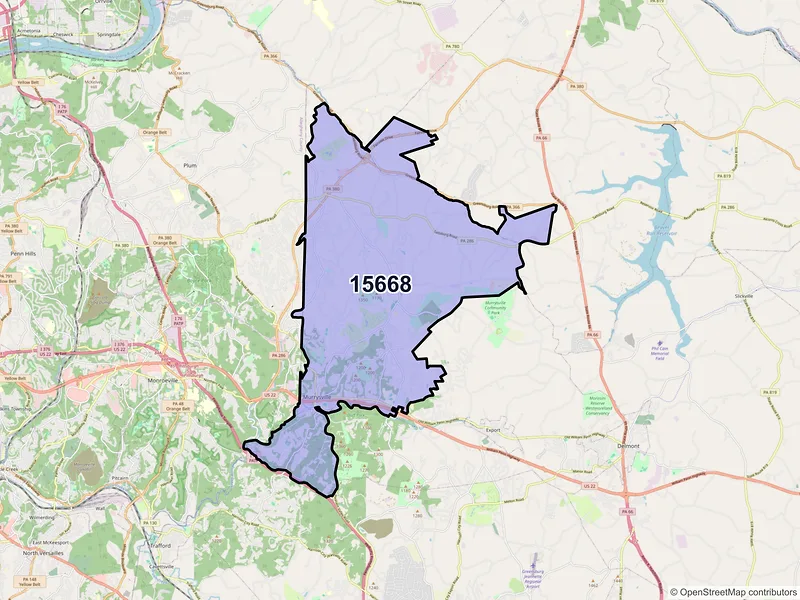 Map of ZIP Code 15668 — Murrysville, PA