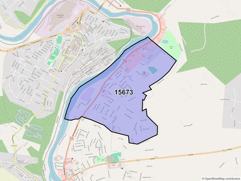 Map of North Apollo, Pennsylvania and ZIP codes
