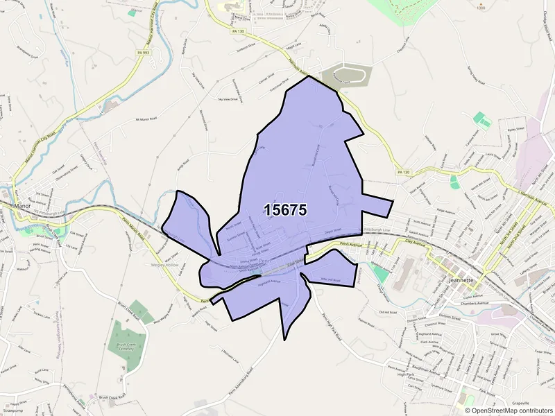 Map of ZIP Code 15675 — Penn, PA