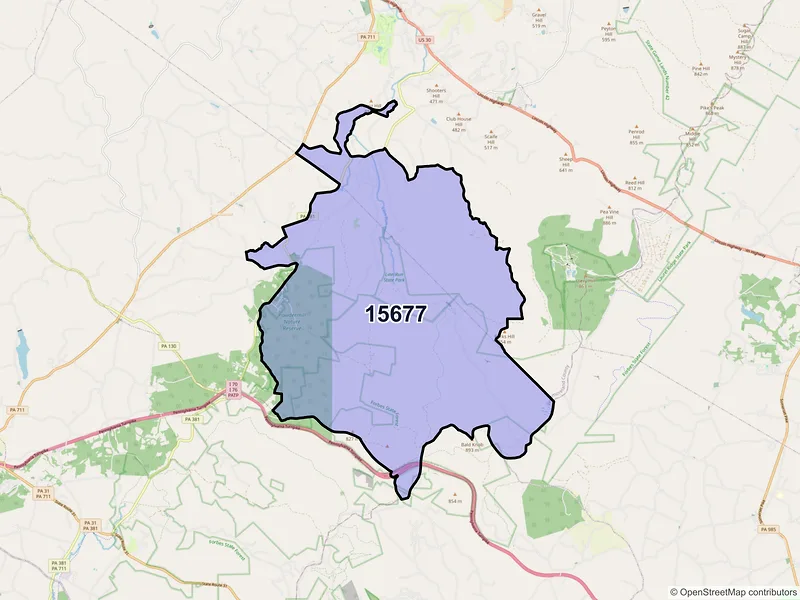 Map of Rector, Pennsylvania and ZIP codes