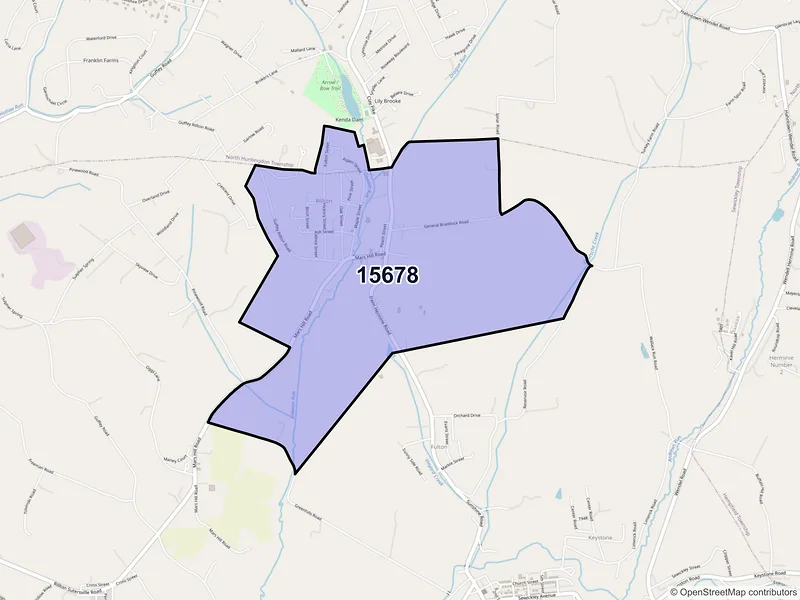 Map of ZIP Code 15678 — Rillton, PA