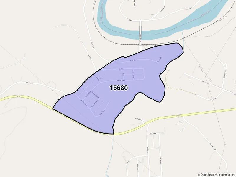 Map of Salina, Pennsylvania and ZIP codes