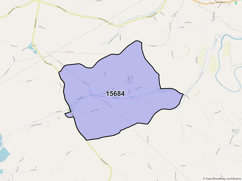 Map of ZIP Code 15684 — Slickville, PA